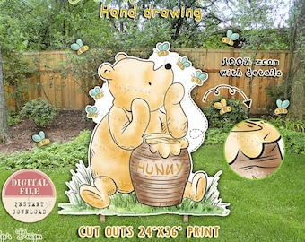 Winnie the Pooh Cutout Decorations: Classic Baby Shower Decor (Digital Download)