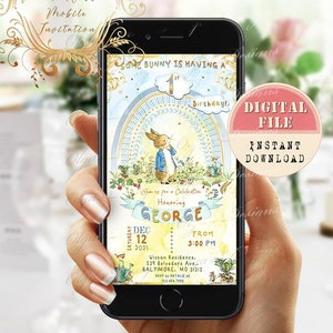 Peter Rabbit Birthday Invitation, Peter Rabbit Birthday Party, Peter Rabbit Mobile Invitation, Peter Rabbit Personalizzato iPhone Invite PR3