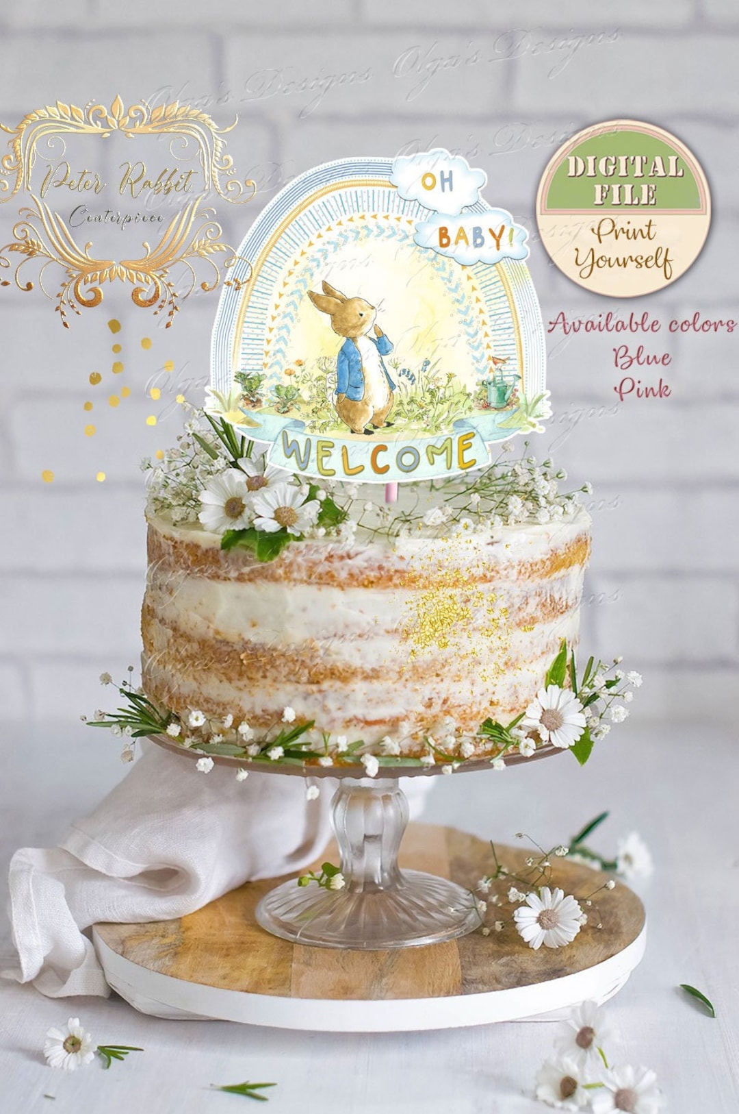 Peter Rabbit Baby Shower Cake Topper, Peter Rabbit Baby Shower ...