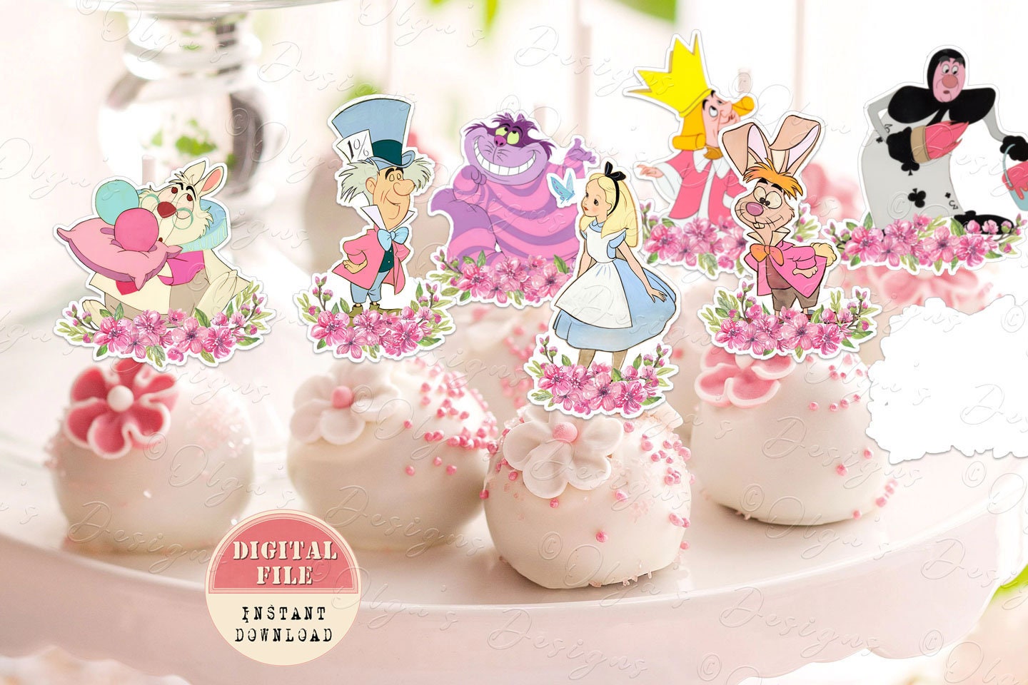 Alice in Wonderland Birthday Party Decorations,Alice in Wonderland Themed Party Pack Supplies with Happy Birthday Banner,Cake Topper,Cupcake Toppers