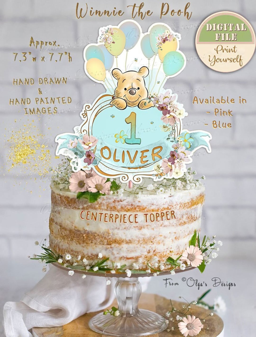 31-Piece Bee & Winnie Cake Topper Set - Acrylic Sign With Bees, Daisies For Baby Shower & Birthday - View #7