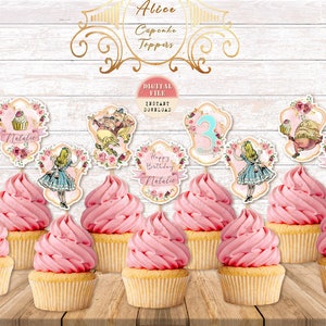 Personalized Alice in Wonderland Cake Topper, Printable Mad Tea Party ...