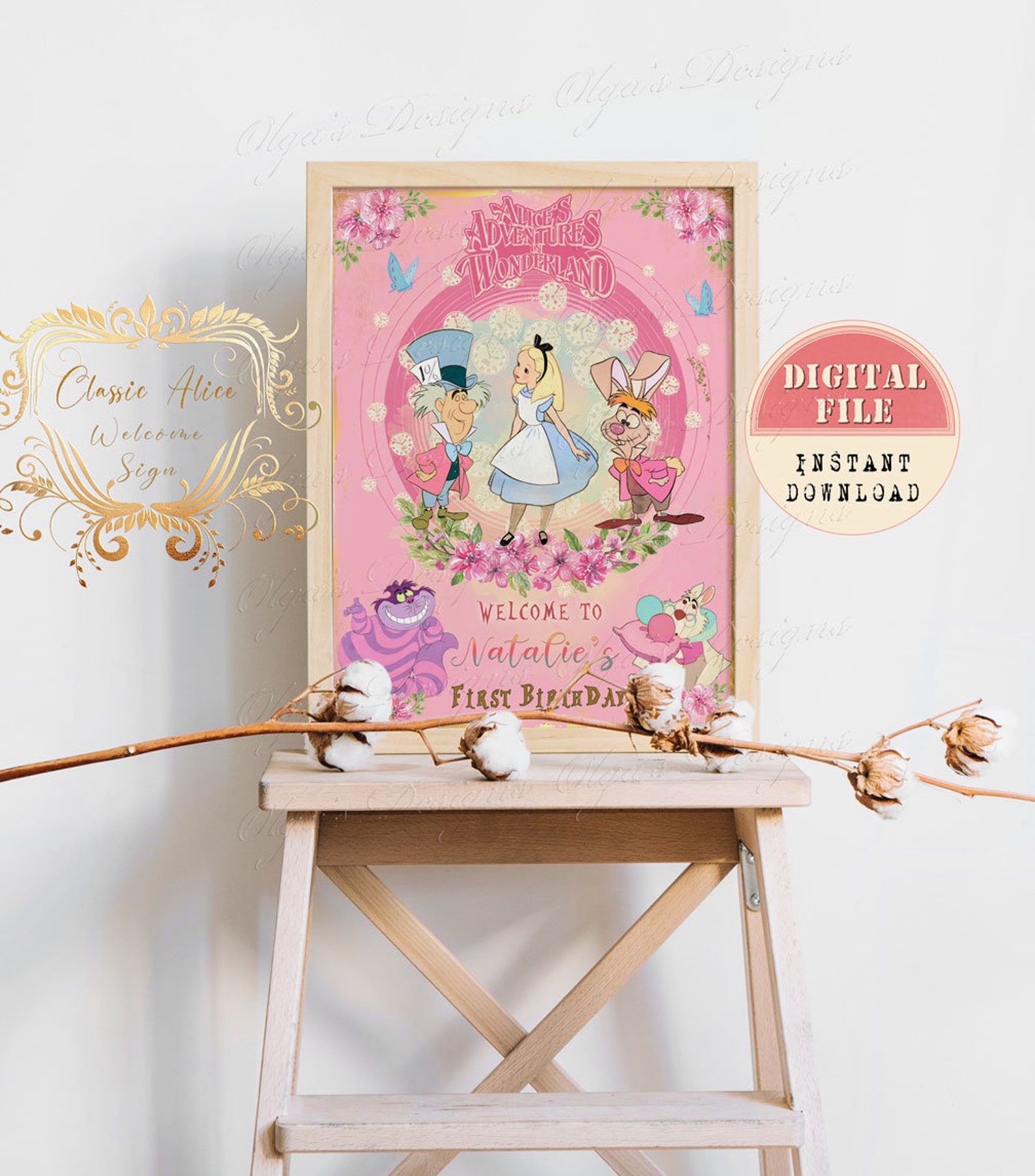 Alice Sign Personalized Alice in Wonderland Welcome Sign Printable | Etsy