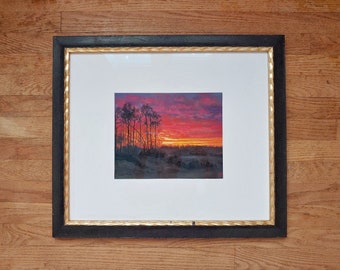 Original Virginia Landscape Pastel Painting Drawing | 24" x 21" Framed Sunset Art Home Decor