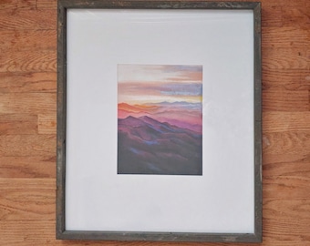 Abstract Blue Ridge Mountains Pastel Painting | 25.5" x 23" Framed  Art Home Decor