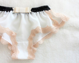 Soft Chiffon Vintage Lace Sleep Boxer/style HAKUMOKUREN (made to order)