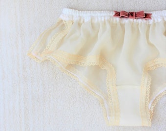 Ivory Silk Chiffon Sleep Boxer/style KASUMISOU (made to order)