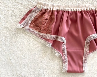 Boxer en satin soyeux et dentelle fleurie/style AKIZAKURA (fabriqué sur commande)