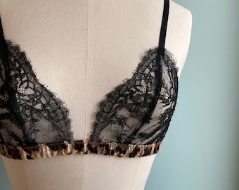 Leopard Black Leavers Lace Bra / style KUROHYO (made to order)