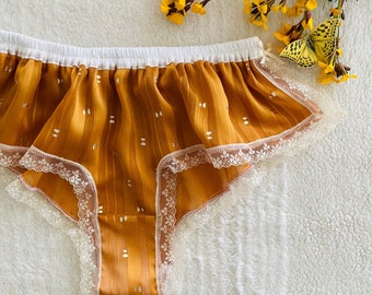 Gold Butterfly Yellow Chiffon Boxer/style MONKICHO (made to order)