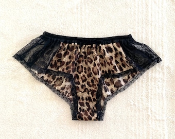 Leopard Chiffon Black Lace Boxer/style KUROHYO  (made to order)