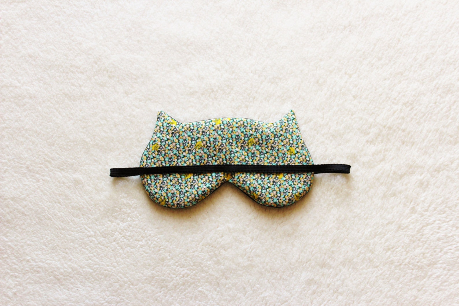 Black Satin and Cotton Cat Eye Mask Etsy