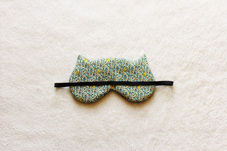 Black Satin and Cotton Cat Eye Mask image 2