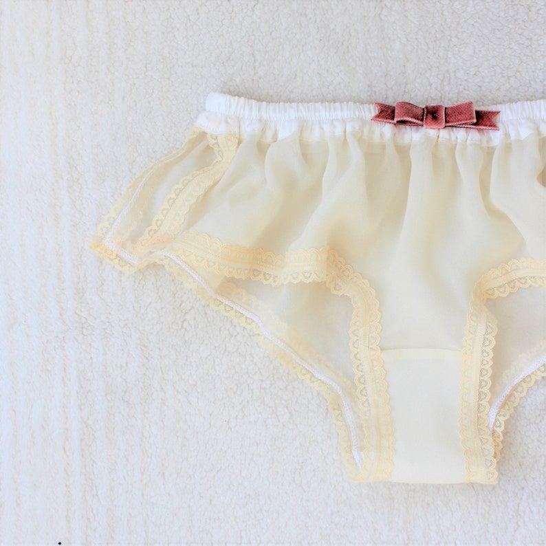 Ivory Silk Chiffon Sleep Boxer/style KASUMISOU made to order image 1