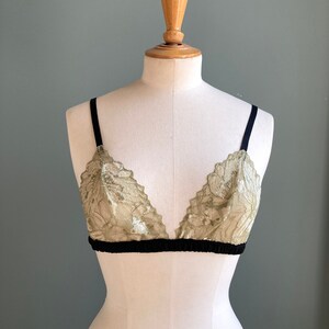 Khaki Stretch Lace Bra / style SANSHOU made to order image 5