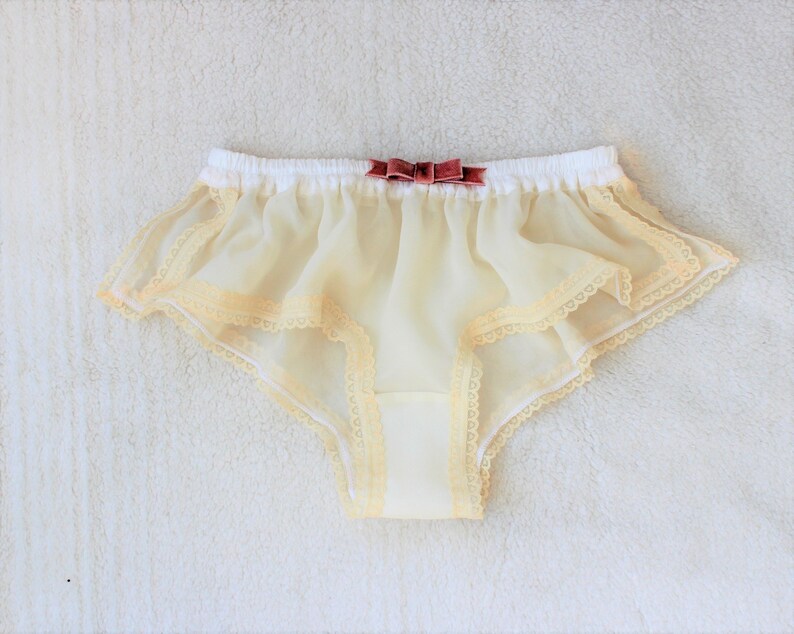 Ivory Silk Chiffon Sleep Boxer/style KASUMISOU made to order image 2