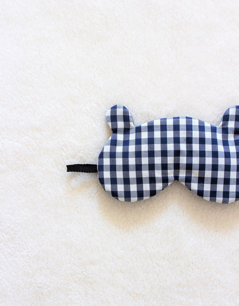 Français Lavender Aromatherapy Bear Sleep Eye Mask Gingham vérifier image 3