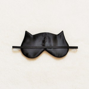 Silk Satin Black Cat Sleep Eye Mask image 2