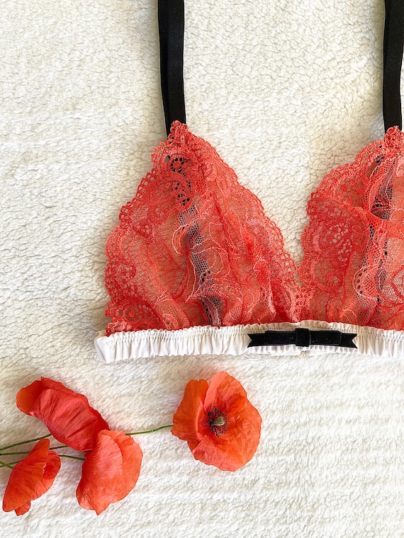 Vivid Red Stretch Lace Bra / Style HINAGESHI made to Order 