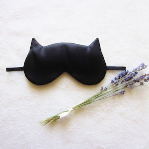 Black Satin and Cotton Cat Eye Mask image 4