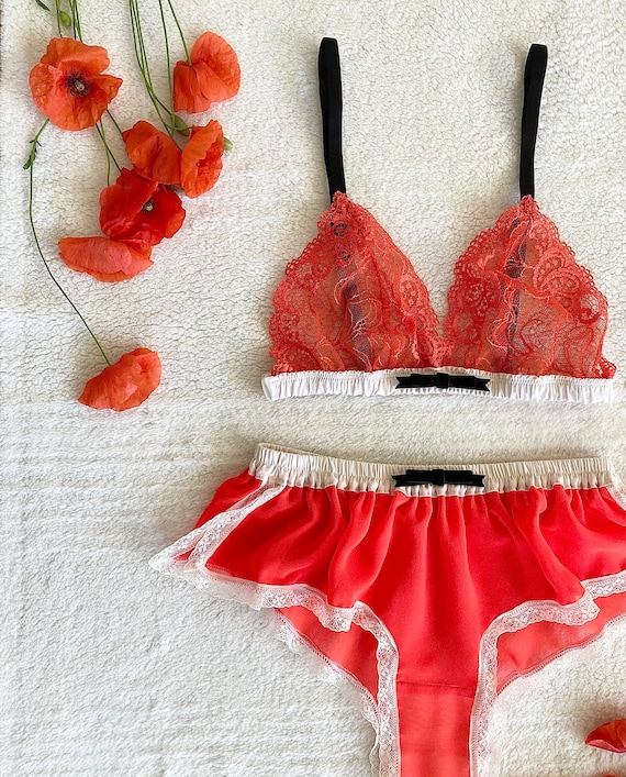 Vivid Red Stretch Lace Bra / Style HINAGESHI made to Order 