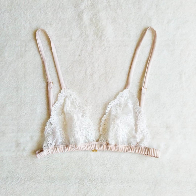 White Sterch Lace and Vintage Satin Bra/style SHAKUYAKU made - Etsy