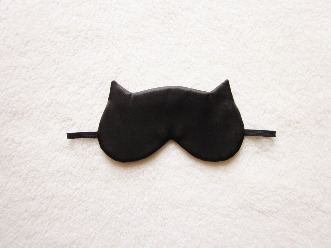 Black Satin and Cotton Cat Eye Mask Etsy
