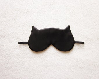 Black Satin and Cotton Cat Eye Mask