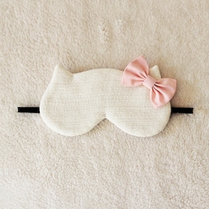 Soft White and Pink Cat Eye Mask