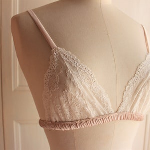 White Sterch Lace and Vintage Satin Bra/style SHAKUYAKU made to order image 4