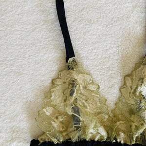 Khaki Stretch Lace Bra / style SANSHOU made to order image 3