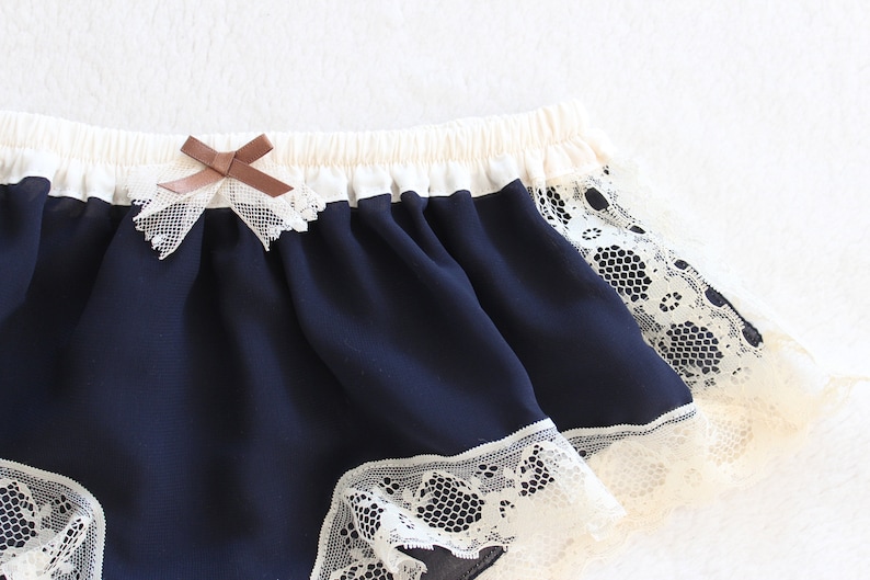 Navy Soft Chiffon Sleep Boxer/style YORUGAO made to order image 4