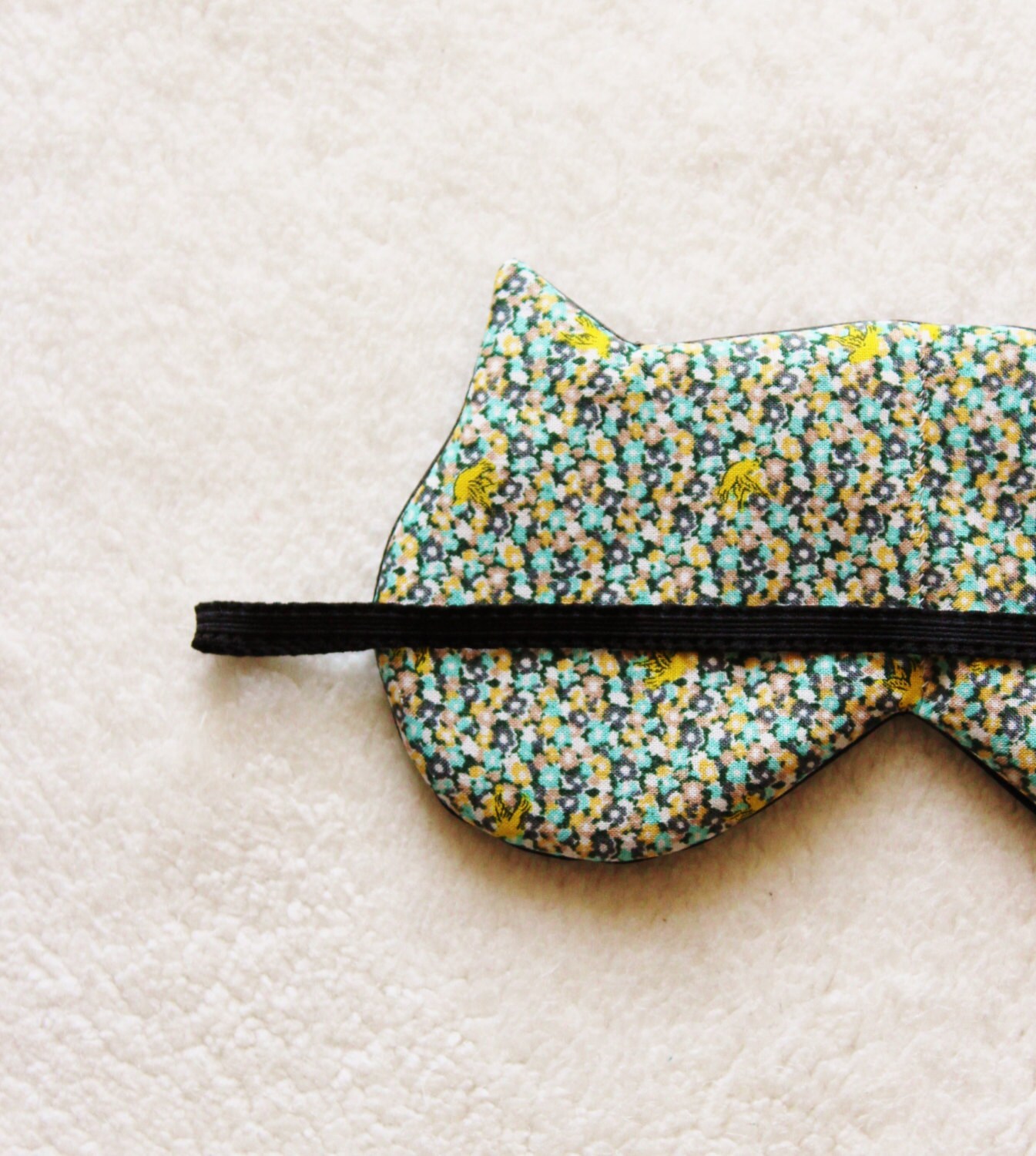 Black Satin and Cotton Cat Eye Mask Etsy