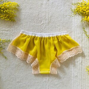 Yellow Chiffon and White Cotton Lace Boxer/style MIMOSA made to order image 4