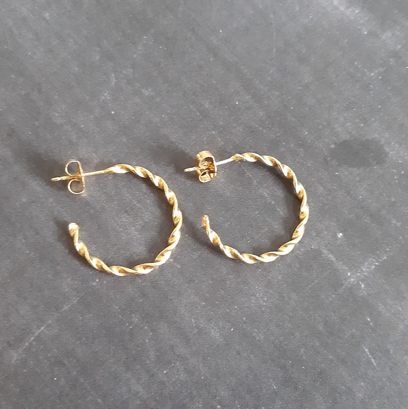 Women/'s Gold Earning Small Hoop Minimalist Earnings Twisted Hoops Gold Filled Earrings Gold Earnings Twisted Open Open Shaped