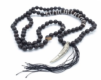 ON SALE!!!Unisex Yoga Jewelry: Ganesha’s Tusk Beaded Wood Mala by Jen Stock Mindful Jewelry for Everyone