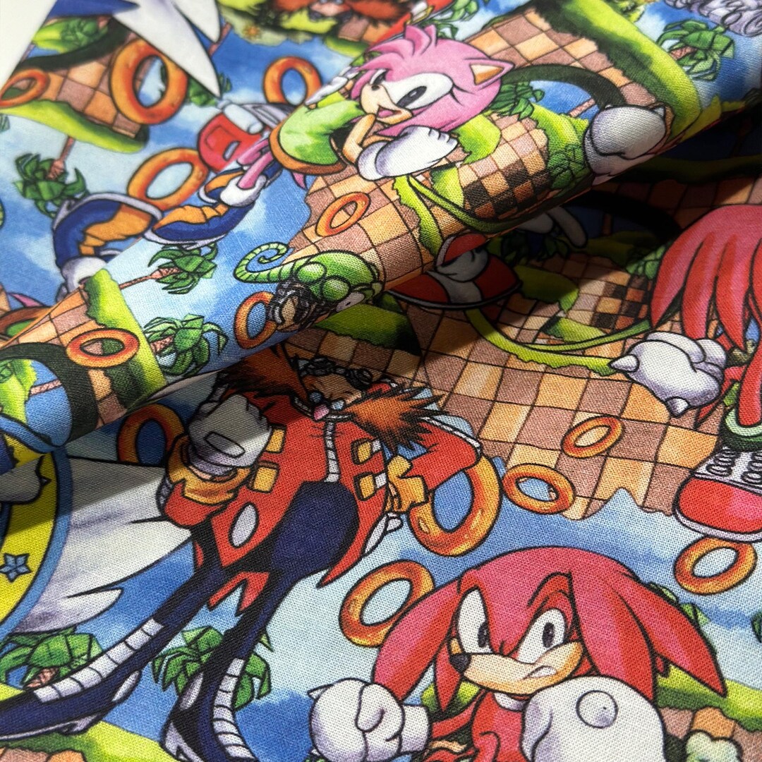 Sonic the Hedgehog Fabric Cotton Fabric by the Half Yard Personalized ...