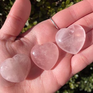 Crystal Gemstone Hearts - Rose Quartz Crystal - Pocket Hearts - Puffy Hearts - Palm Stone -  Carved Gemstone Hearts - Valentine’s Day Gift