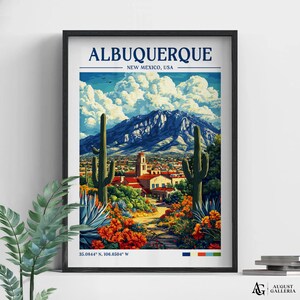 Albuquerque New Mexico Retro Travel Print | Wanderlust Posters | Wall Art | Framed Prints | Canvas | Albuquerque Poster | Albuquerque Prints