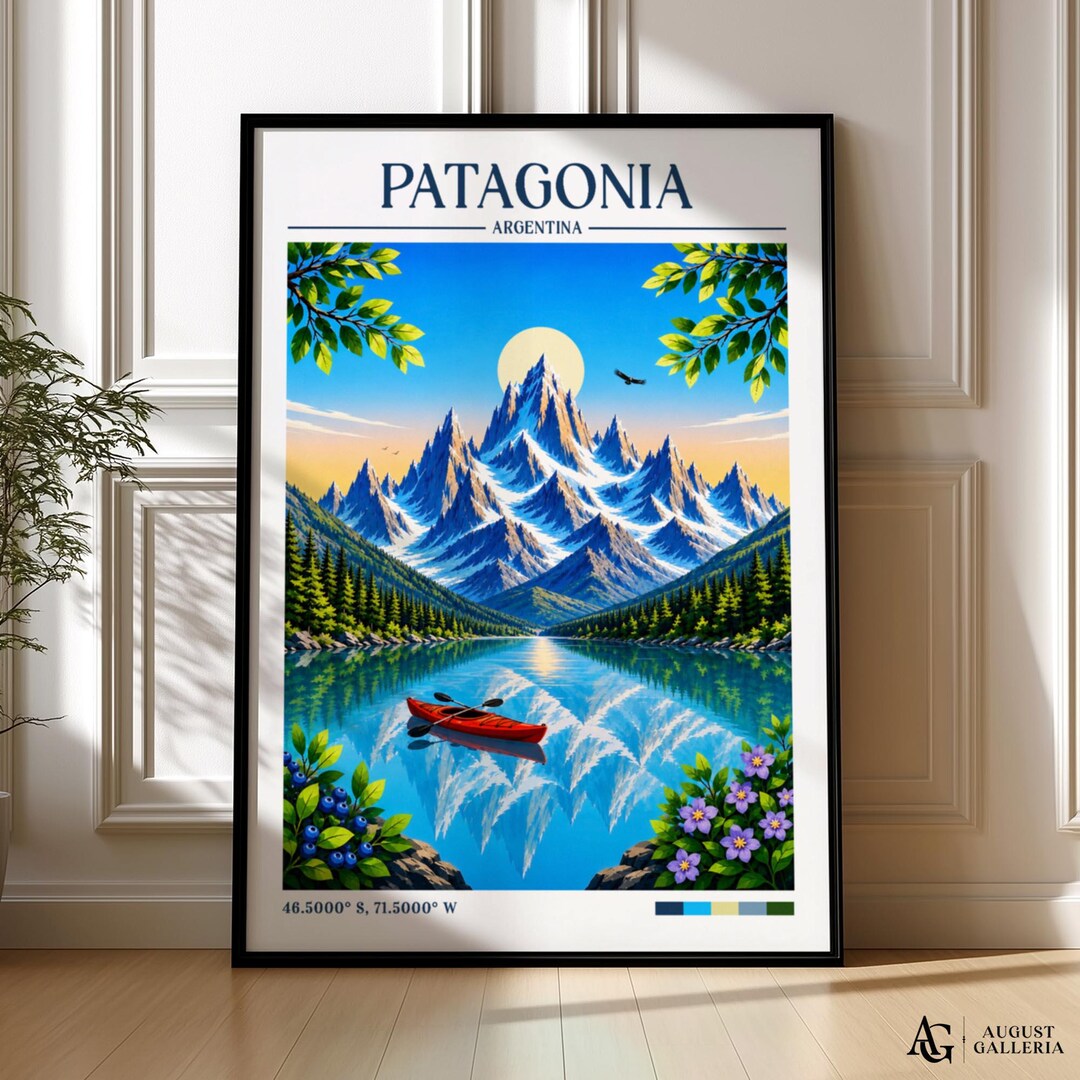 Patagonia Retro Travel Print | Argentina Wall Art | Framed Print