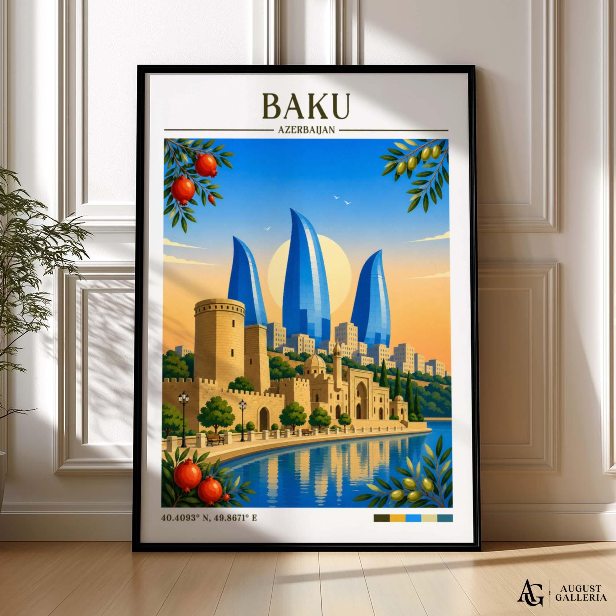 限定品 Light drawing art CONTACT DJ BAKU Baku Retro Travel Print | Azerbaijan Wall Art | Framed Print
