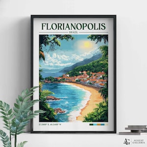 Florianópolis Retro Travel Print | Wanderlust Posters | Illustration | Wall Art | Framed Prints | Canvas | Florianópolis Poster | Prints
