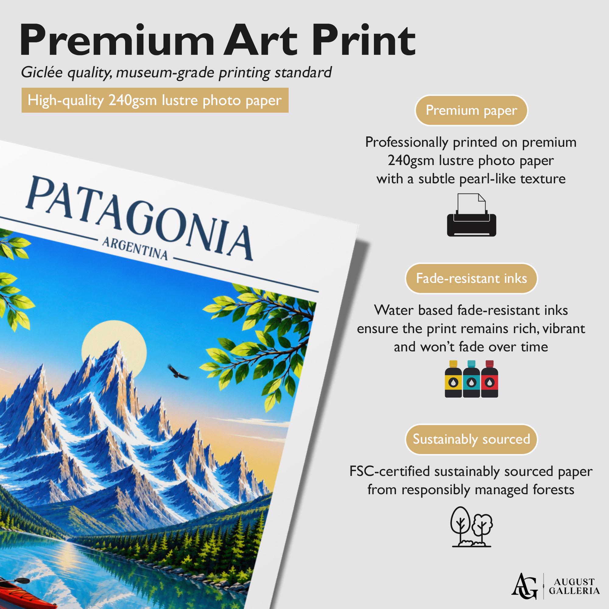 Patagonia Retro Travel Print | Argentina Wall Art | Framed Print