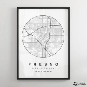 Fresno Minimalist Map Print | Modern Black & White City Map Poster | Fresno Wall Art | Framed Prints | Canvas | Fresno Poster | Fresno Map
