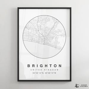 Brighton Minimalist Map Print | Modern Black & White City Map Poster | Wall Art | Framed Prints | Canvas | Brighton Poster | Brighton Map