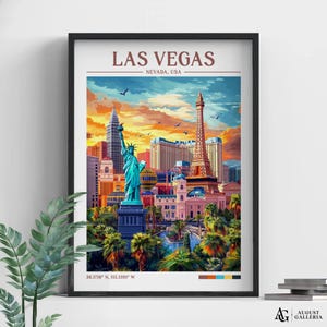 Las Vegas Nevada Retro Travel Print | Wanderlust Posters | Illustration | Wall Art | Framed Prints | Canvas | Las Vegas Poster | Prints