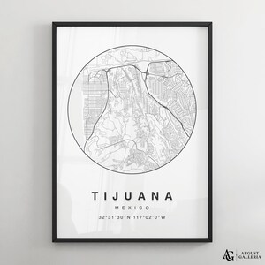 Tijuana Minimalist Map Print | Modern Black & White City Map Poster | Wall Art | Framed Prints | Canvas | Tijuana Poster | Tijuana Map