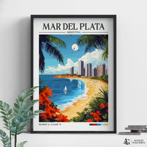 Mar del Plata Retro Travel Print | Wanderlust Posters | Wall Art | Framed Prints | Canvas | Mar del Plata Poster | Prints | Illustration
