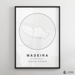 Madeira Minimalist Map Print | Modern Black & White City Map Poster | Wall Art | Framed Prints | Canvas | Madeira Poster | Madeira Map