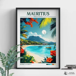 Mauritius Retro Travel Print | Wanderlust Posters | Wall Art | Framed Prints | Canvas | Mauritius Poster | Prints | Mauritius Illustration